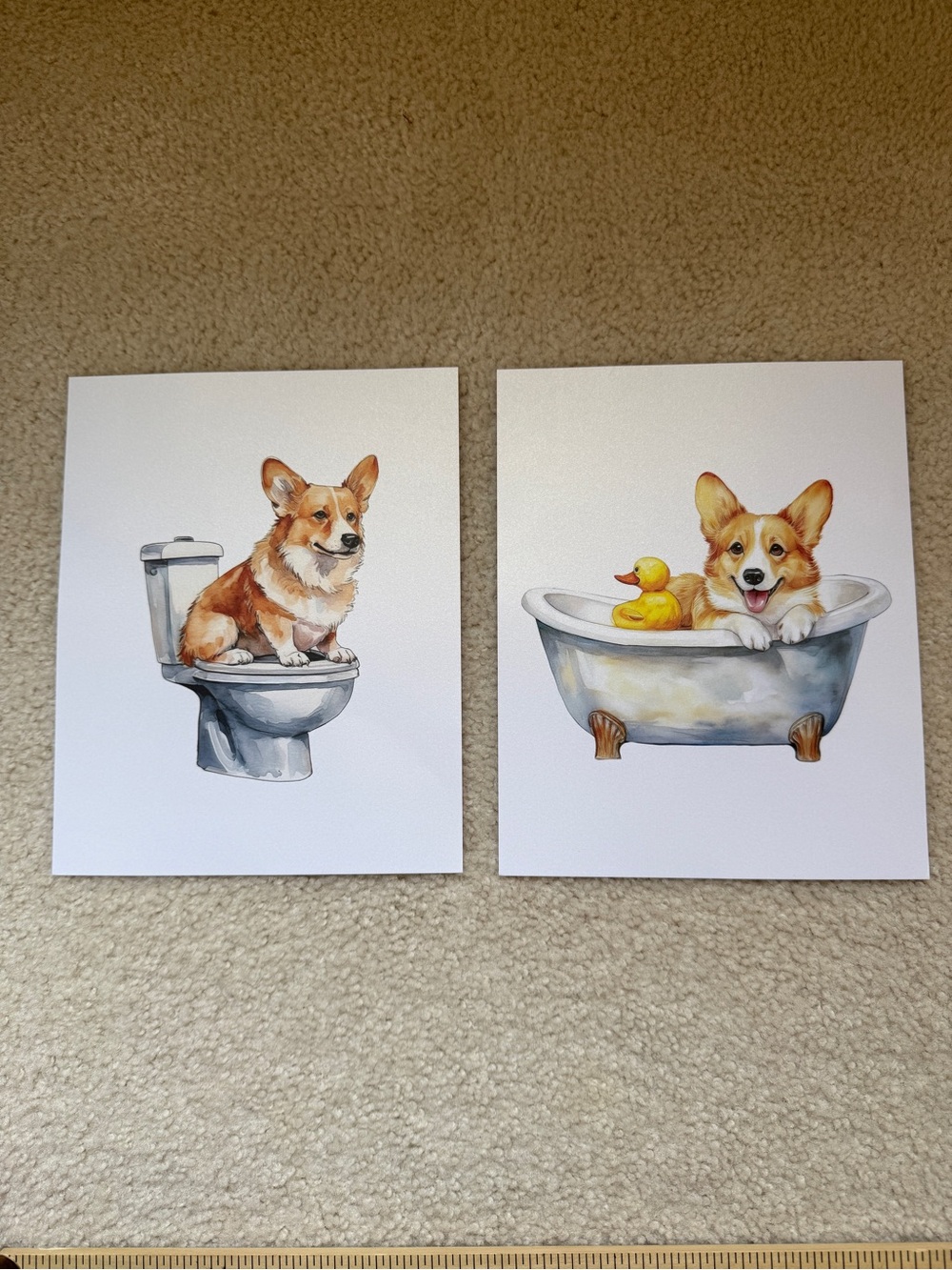 Corgi Bath & Toilet Wall Art Set - Corgi Prints